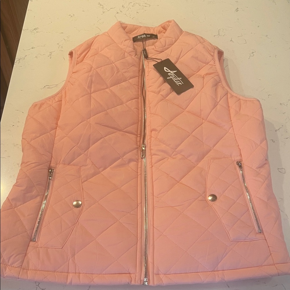 Attitudes by Renee Light Pink Quilted Vest